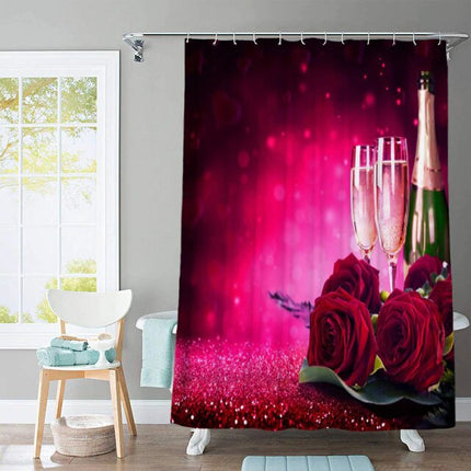 Duschvorhang romantische rote Rosen pink