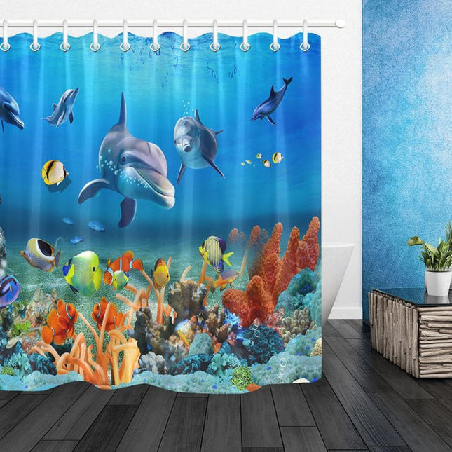 Duschvorhang Unterwasserwelt mit Delfinen
