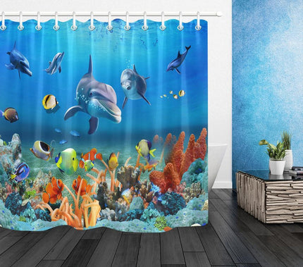 Duschvorhang Unterwasserwelt mit Delfinen