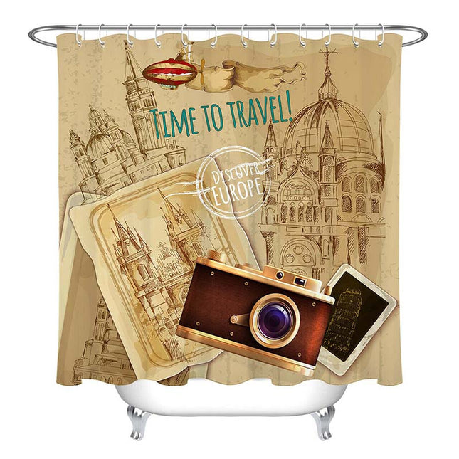 Duschvorhang Vintage Kamera Reise-Design