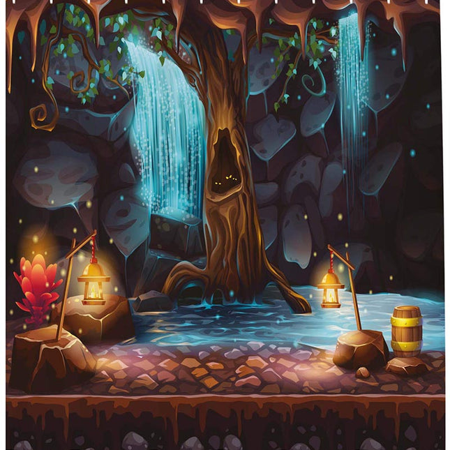 Duschvorhang magischer Baum mit Wasserfall