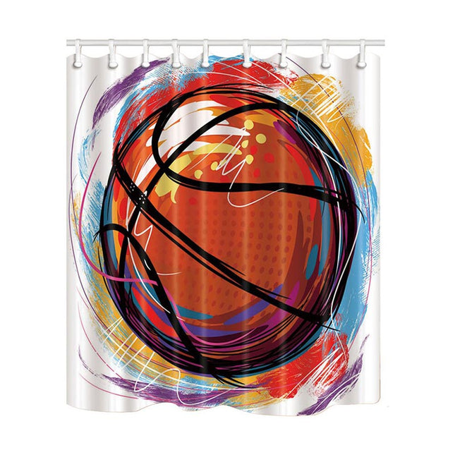 Duschvorhang abstraktes Basketball Motiv bunt