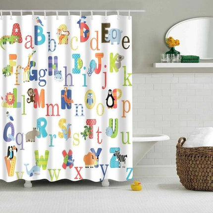Duschvorhang Alphabet mit Tieren Kinder