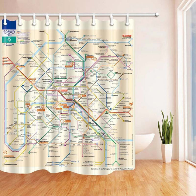 Duschvorhang mit Pariser Metro Netzplan