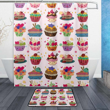Bunter Duschvorhang mit Cupcake Muster