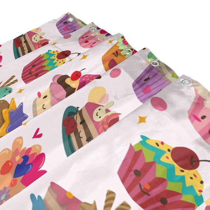 Bunter Duschvorhang mit Cupcake Muster