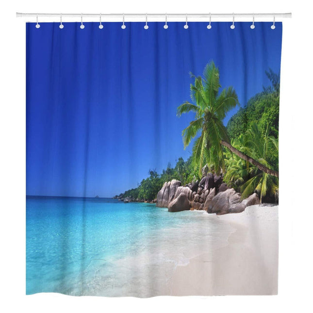 Duschvorhang mit tropischem Strand Motiv