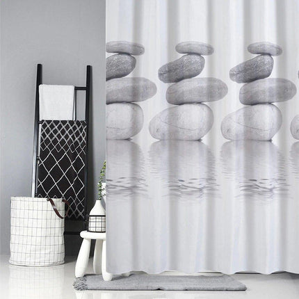 Zen Duschvorhang mit gestapelten Steinen