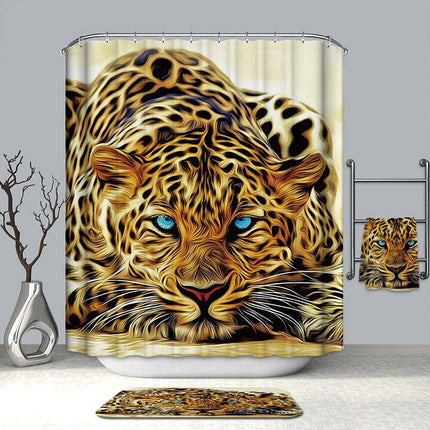 Duschvorhang Leopard mit blauen Augen