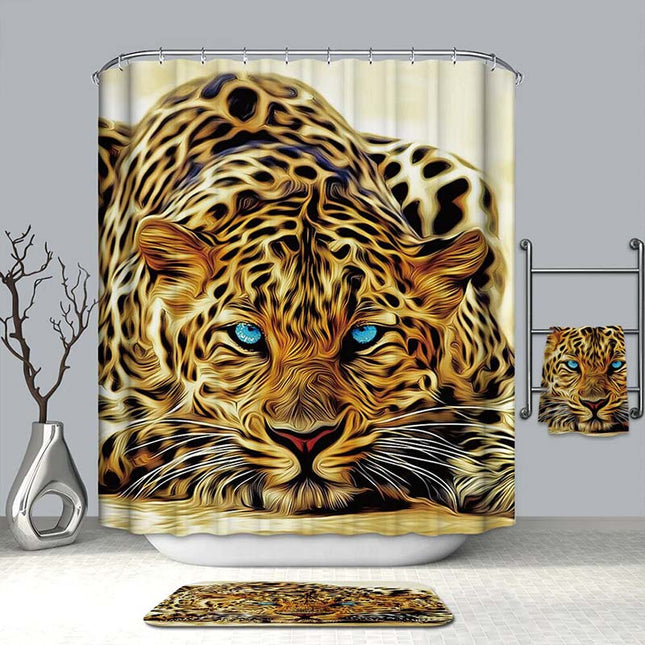 Duschvorhang Leopard mit blauen Augen