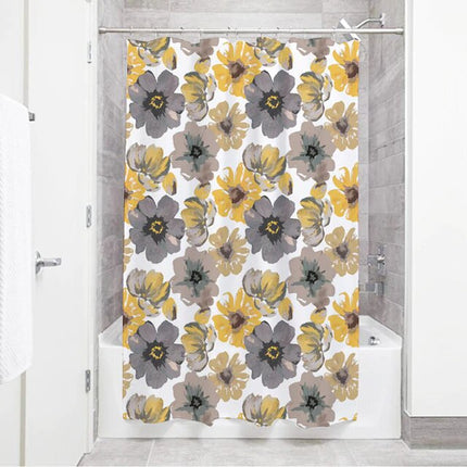 Schmaler Duschvorhang mit gelbem Blumenmuster