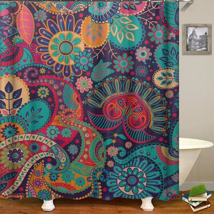 Psychedelischer Duschvorhang mit buntem Muster