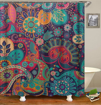 Psychedelischer Duschvorhang mit buntem Muster