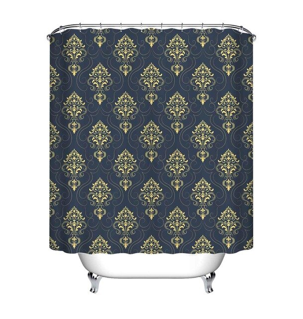 Schwarzer Stoff Duschvorhang im Barock Stil