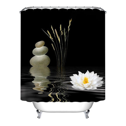 Schwarzer Zen Duschvorhang mit Lotusblüte