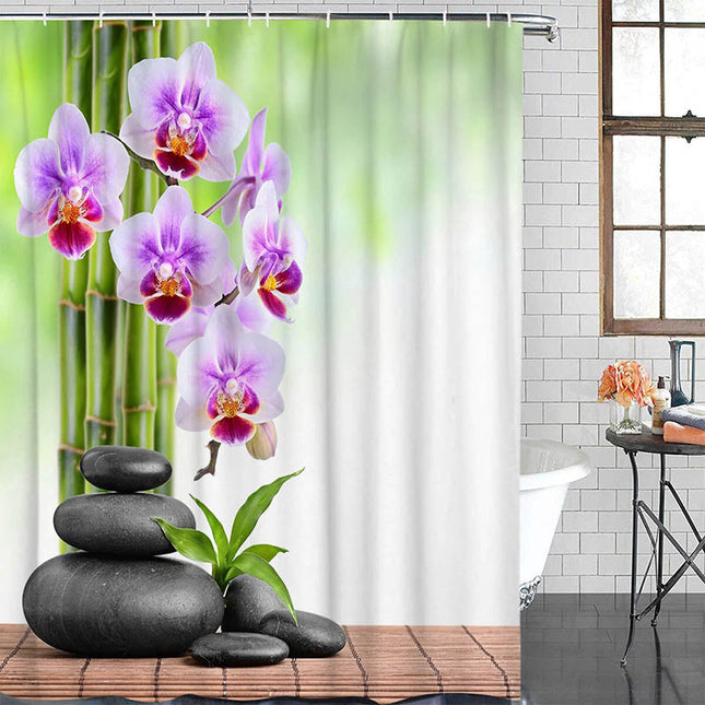 Zen Duschvorhang Rosa mit Orchideen