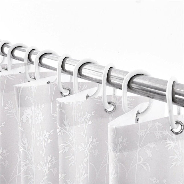 Duschvorhang weiß mit dezentem Blumenmuster