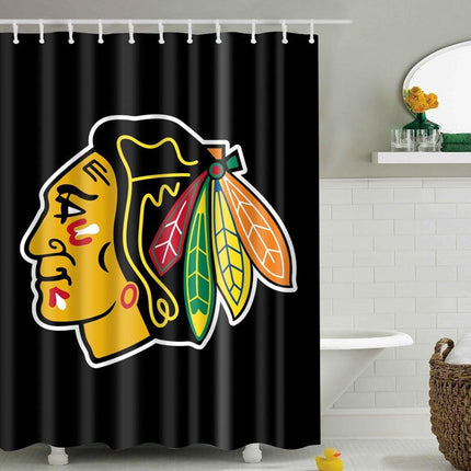 Duschvorhang mit Indianer-Logo Design