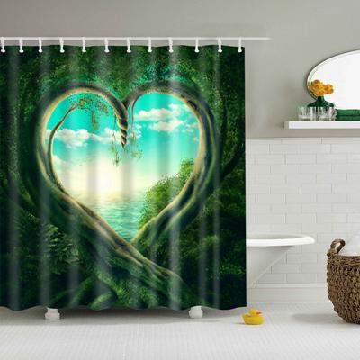 Duschvorhang Herz aus Bäumen Naturmotiv
