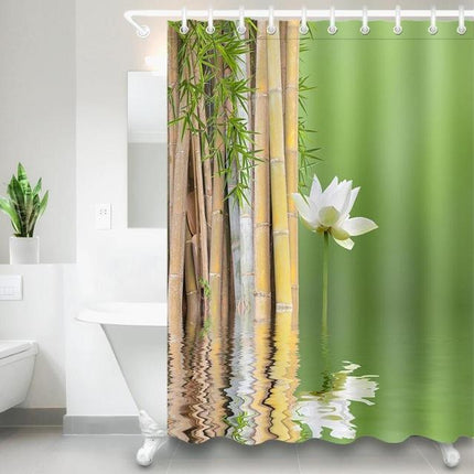 Duschvorhang Bambus und Lotusblume Design