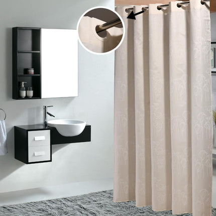 Duschvorhang floral gemustert in hellbeige