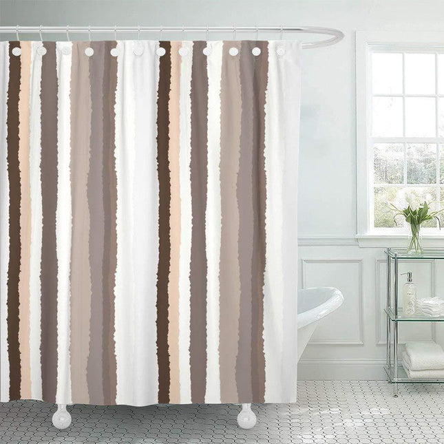 Gestreifter Duschvorhang in Beige Weiß