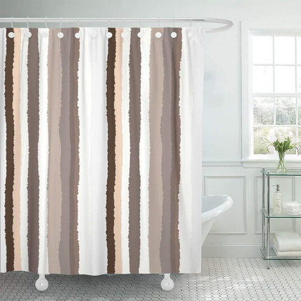 Gestreifter Duschvorhang in Beige Weiß