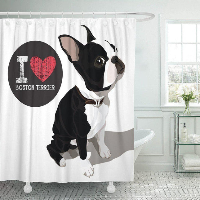 Duschvorhang I Love Boston Terrier Hund