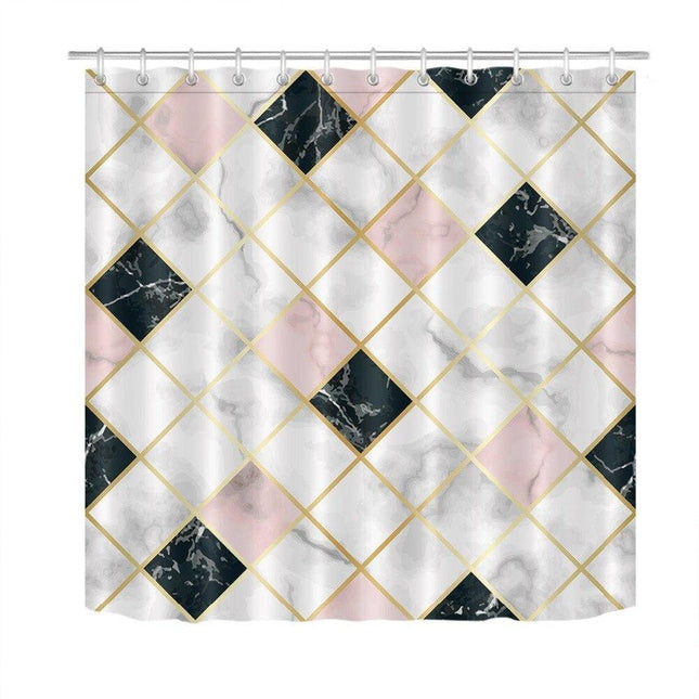 Duschvorhang geometrisches Fliesenmuster Marmor-Optik