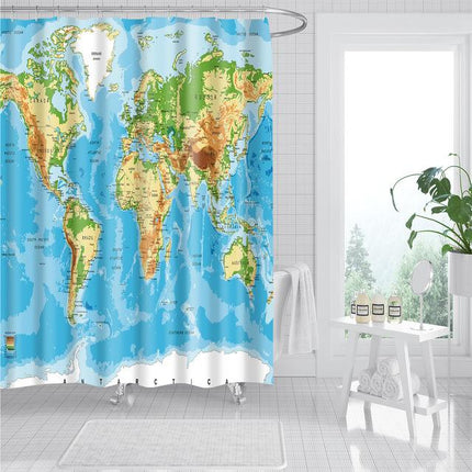 Duschvorhang mit Weltkarte für Badezimmer