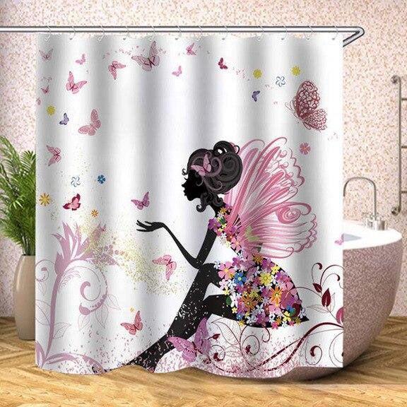 Duschvorhang Märchen Fee mit Schmetterlingen