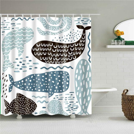 Duschvorhang mit Walen im skandinavischen Stil