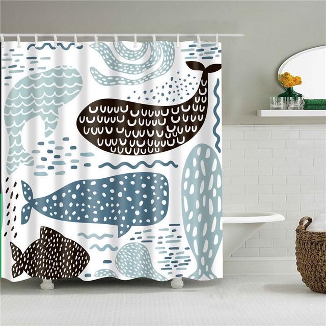Duschvorhang mit Walen im skandinavischen Stil