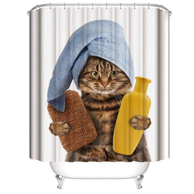 Witziger Duschvorhang mit Katzenmotiv