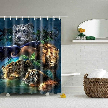 Duschvorhang mit verschiedenen Raubkatzen Motiven