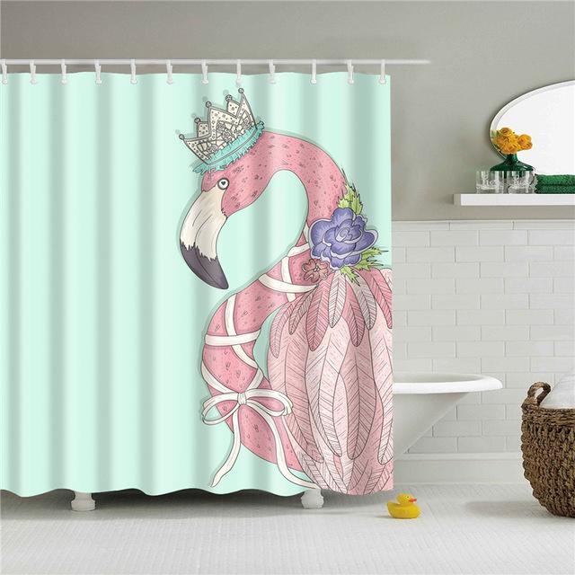 Duschvorhang Flamingo Prinzessin mit Krone