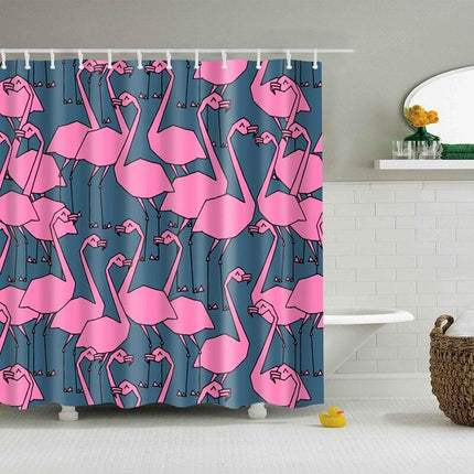 Moderner Duschvorhang mit Flamingo Muster