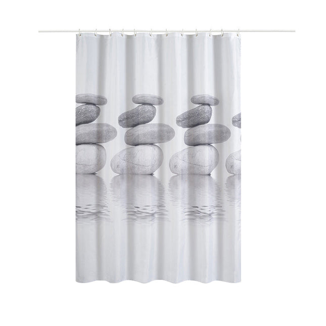 Zen Duschvorhang mit gestapelten Steinen
