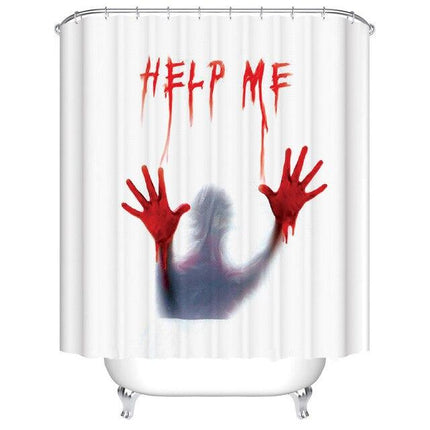 Horror Duschvorhang mit 'Help Me' Aufschrift