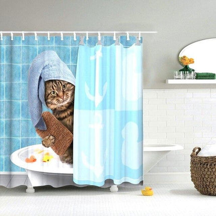 Lustiger Duschvorhang Katze in Badewanne