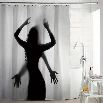 Duschvorhang mit gruseliger Schatten Silhouette