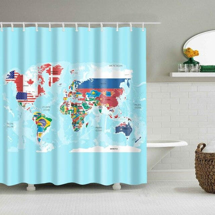 Duschvorhang Weltkarte mit Länderflaggen Design