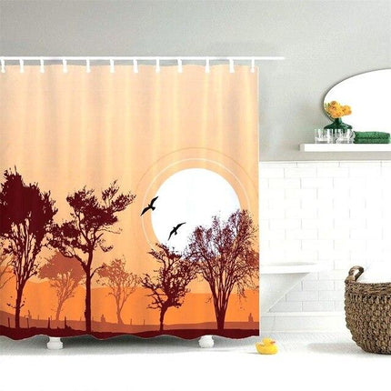 Duschvorhang Sonnenuntergang Landschaft orange
