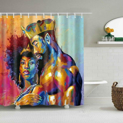 Duschvorhang afrikanisches Königspaar Gemälde