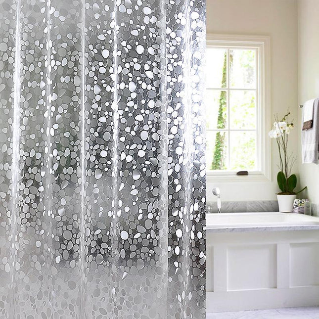 Transparenter PVC Duschvorhang in Kieselstein Optik