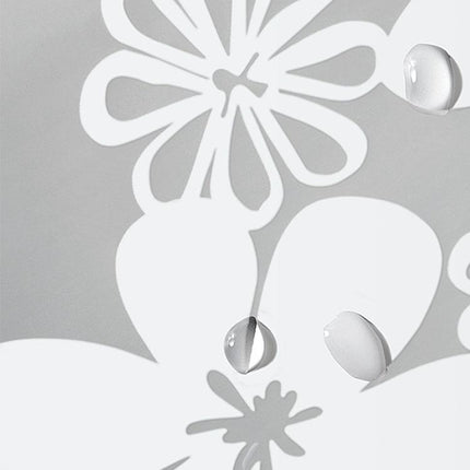 Halbtransparenter Duschvorhang mit weißem Blumenmuster