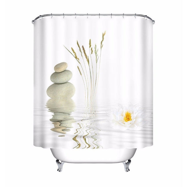 Wellness Duschvorhang mit Zen Stein Motiv