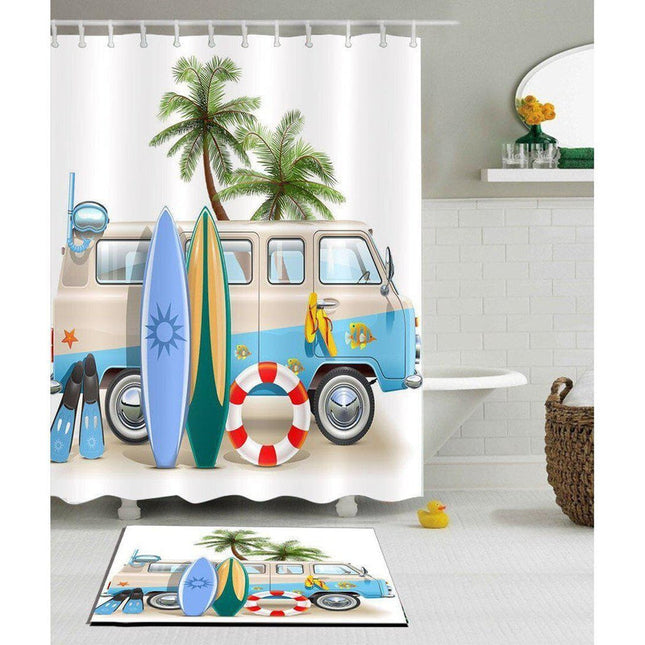 Duschvorhang mit coolem Surfer Bus Motiv