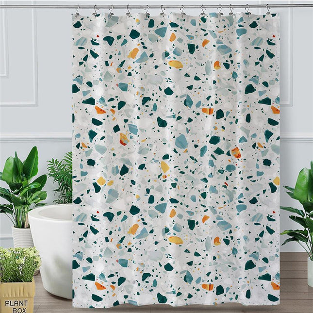 Moderner Duschvorhang im Terrazzo-Look
