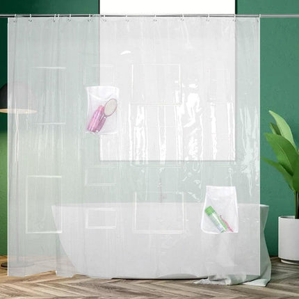 Transparenter Duschvorhang mit praktischen Taschen